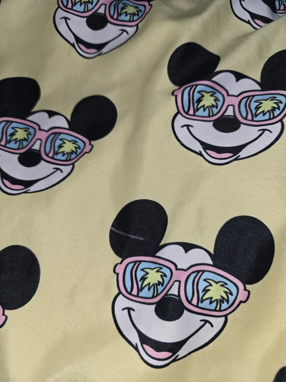 Neff × Disney Yellow & Pink Checkered Mickey Print Swim Shorts Size XL